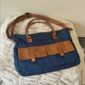 Blue and Brown Shoulder Bag